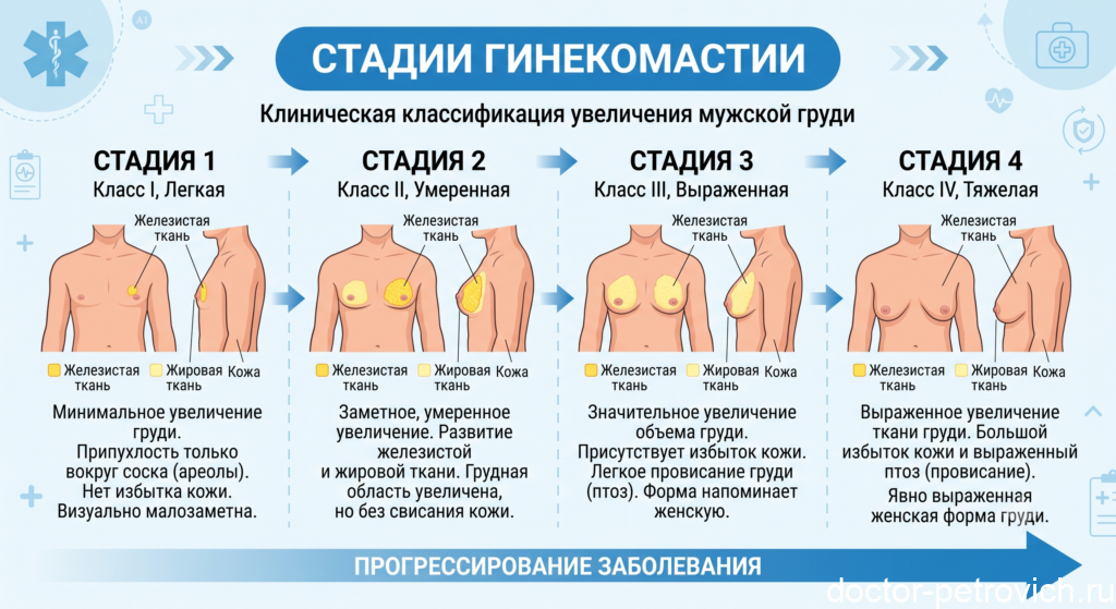 стадии гинекомастии
